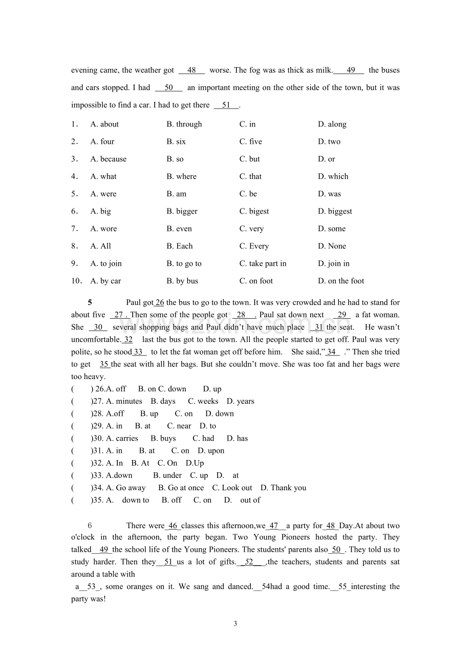 八年级上册英语完形填空练习题.pdf_第3页