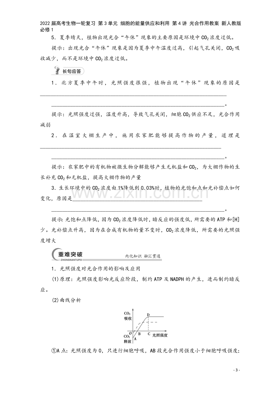 2022届高考生物一轮复习-第3单元-细胞的能量供应和利用-第4讲-光合作用教案-新人教版必修1.doc_第3页