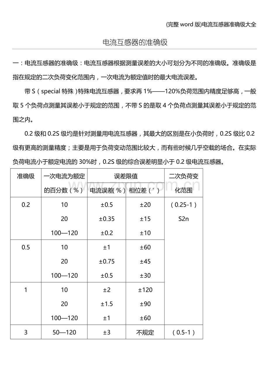 电流互感器准确级大全.doc_第1页