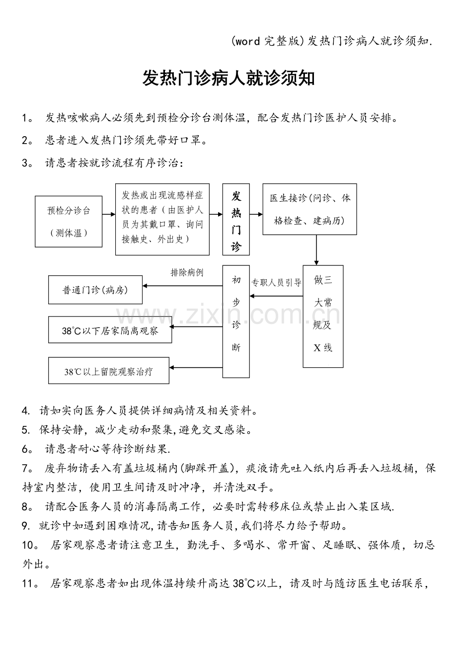 发热门诊病人就诊须知..doc_第1页