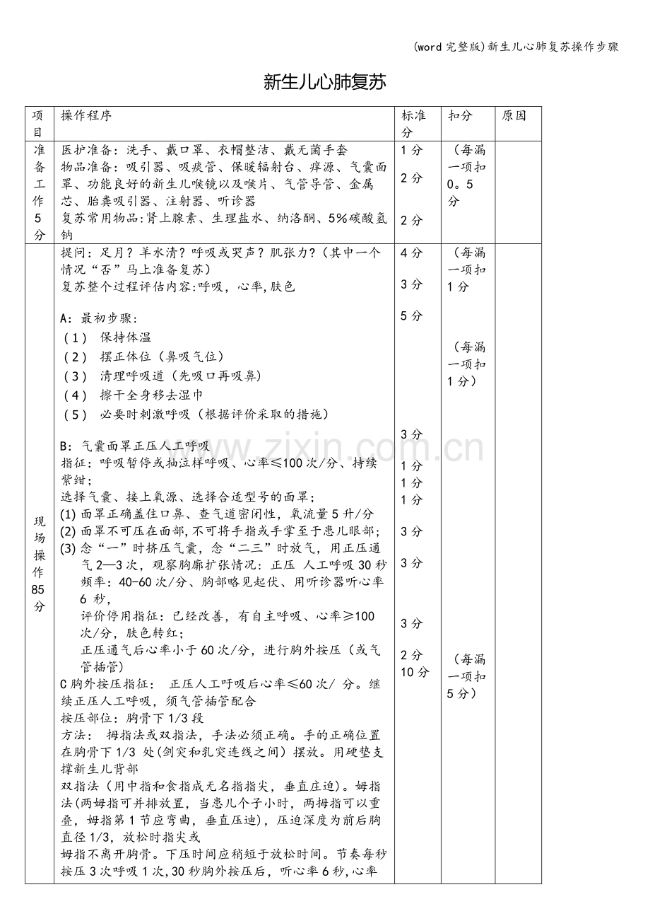 新生儿心肺复苏操作步骤.doc_第1页