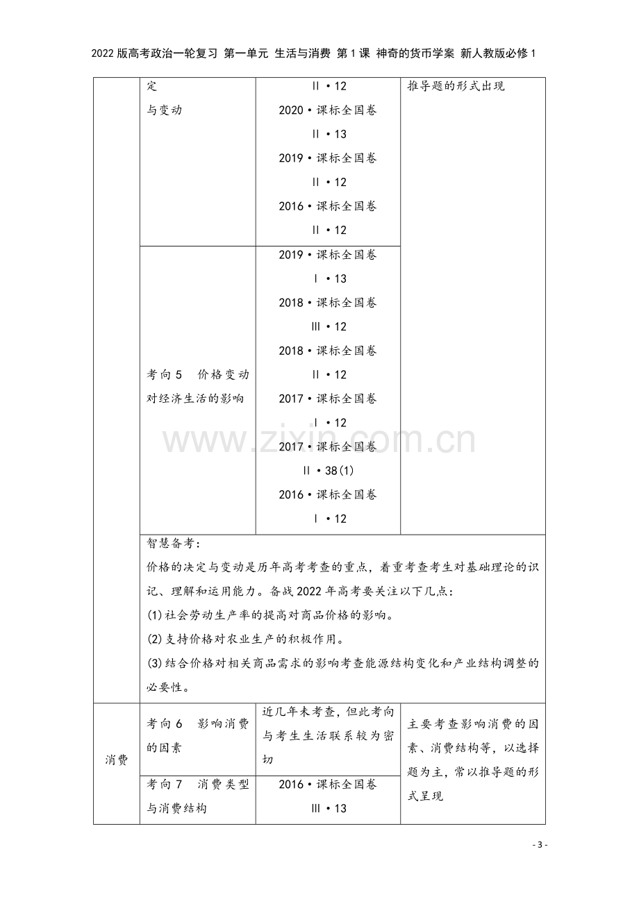 2022版高考政治一轮复习-第一单元-生活与消费-第1课-神奇的货币学案-新人教版必修1.doc_第3页