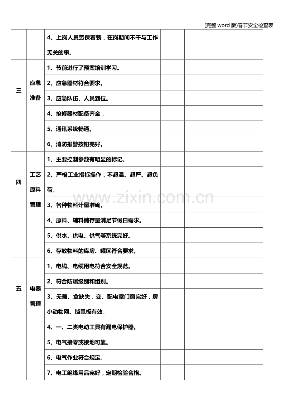 春节安全检查表.doc_第2页