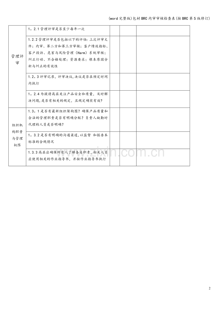 包材BRC内审审核检查表(按BRC第5版修订).doc_第2页