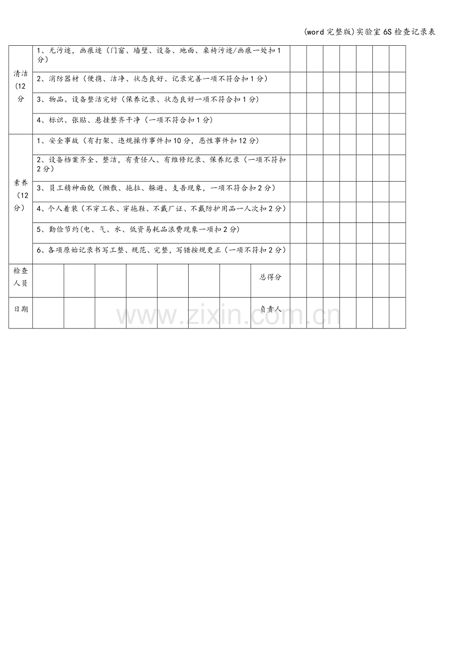 实验室6S检查记录表.doc_第2页