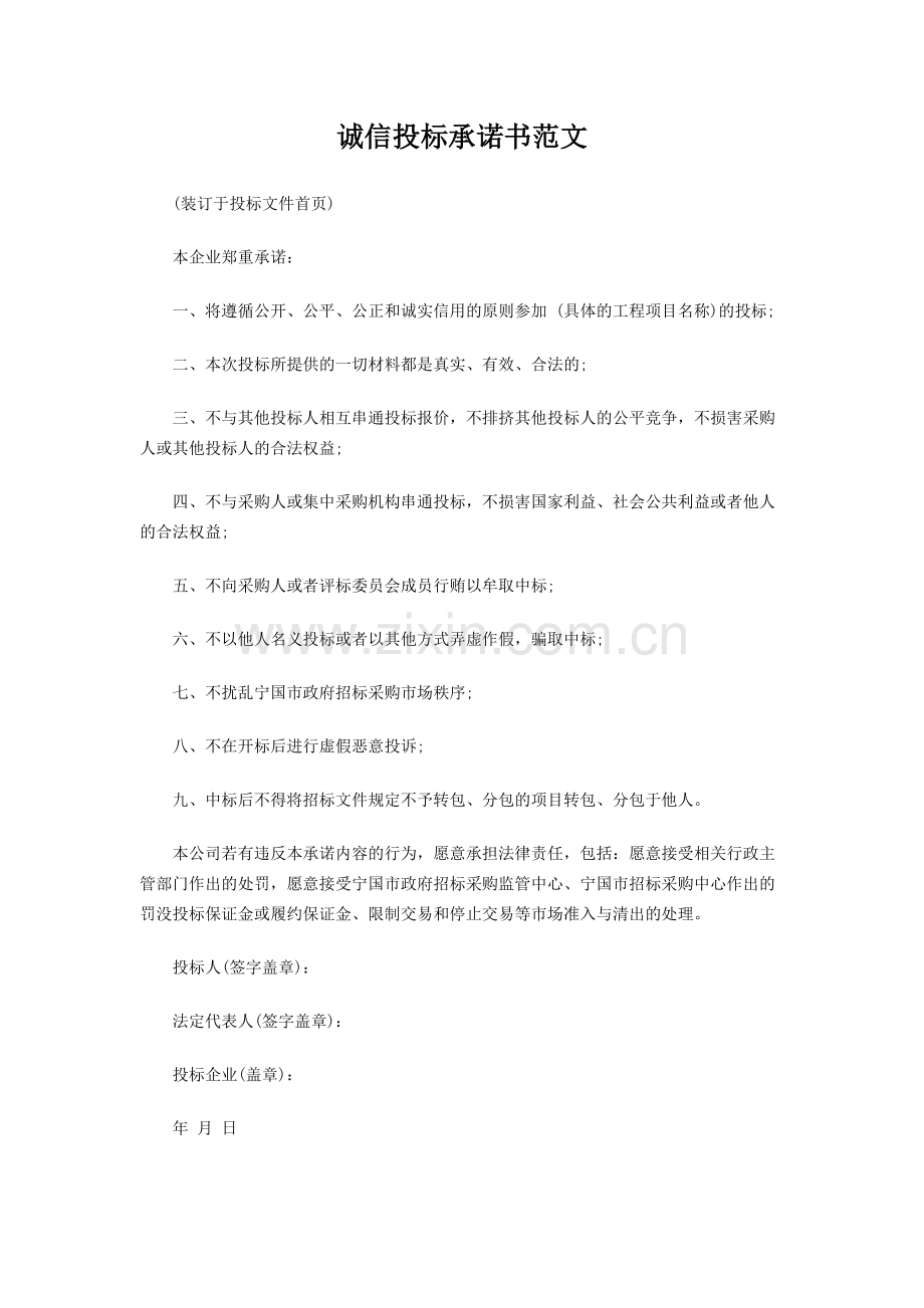 标准投标承诺书范本.pdf_第2页