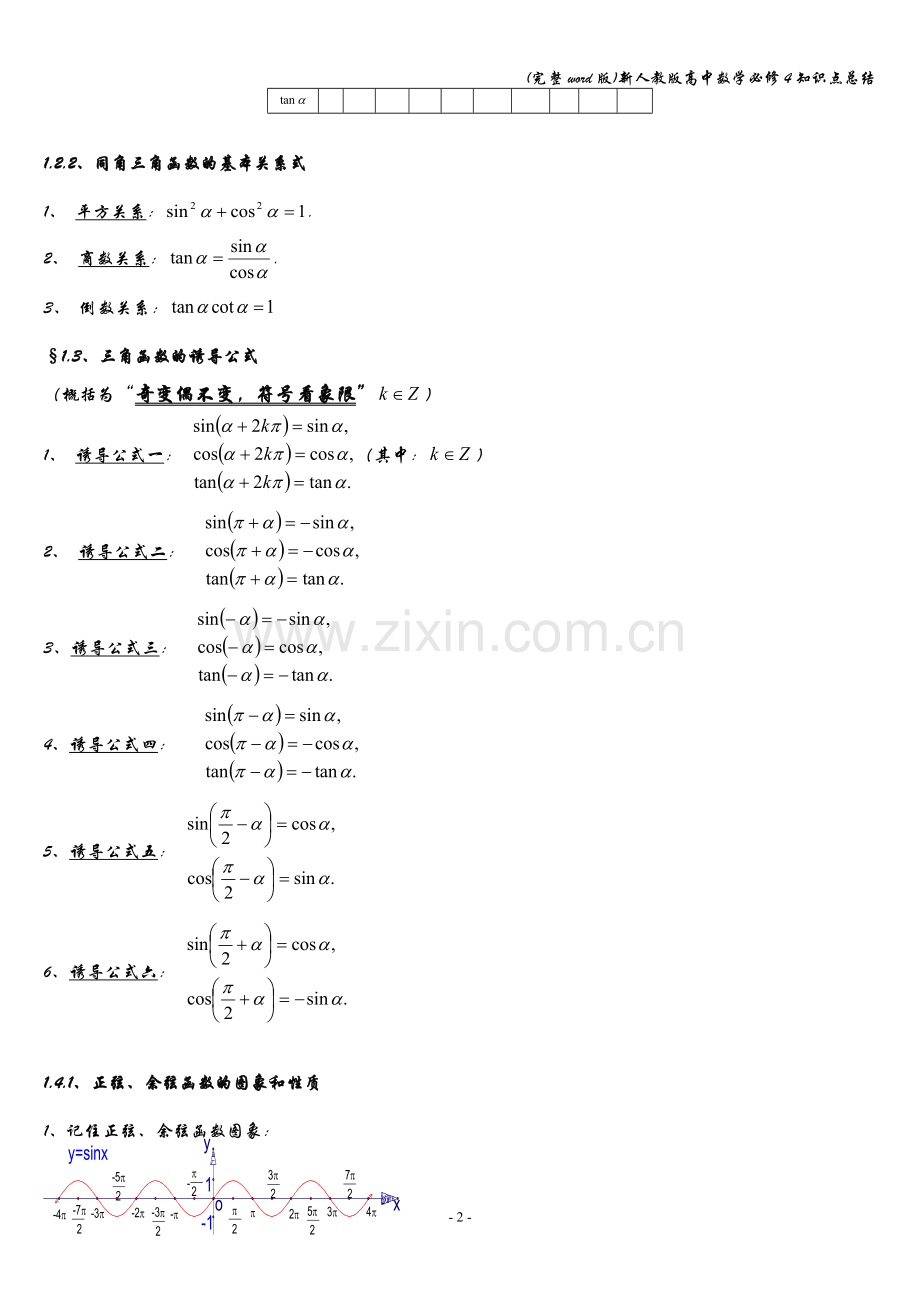 新人教版高中数学必修4知识点总结.doc_第2页