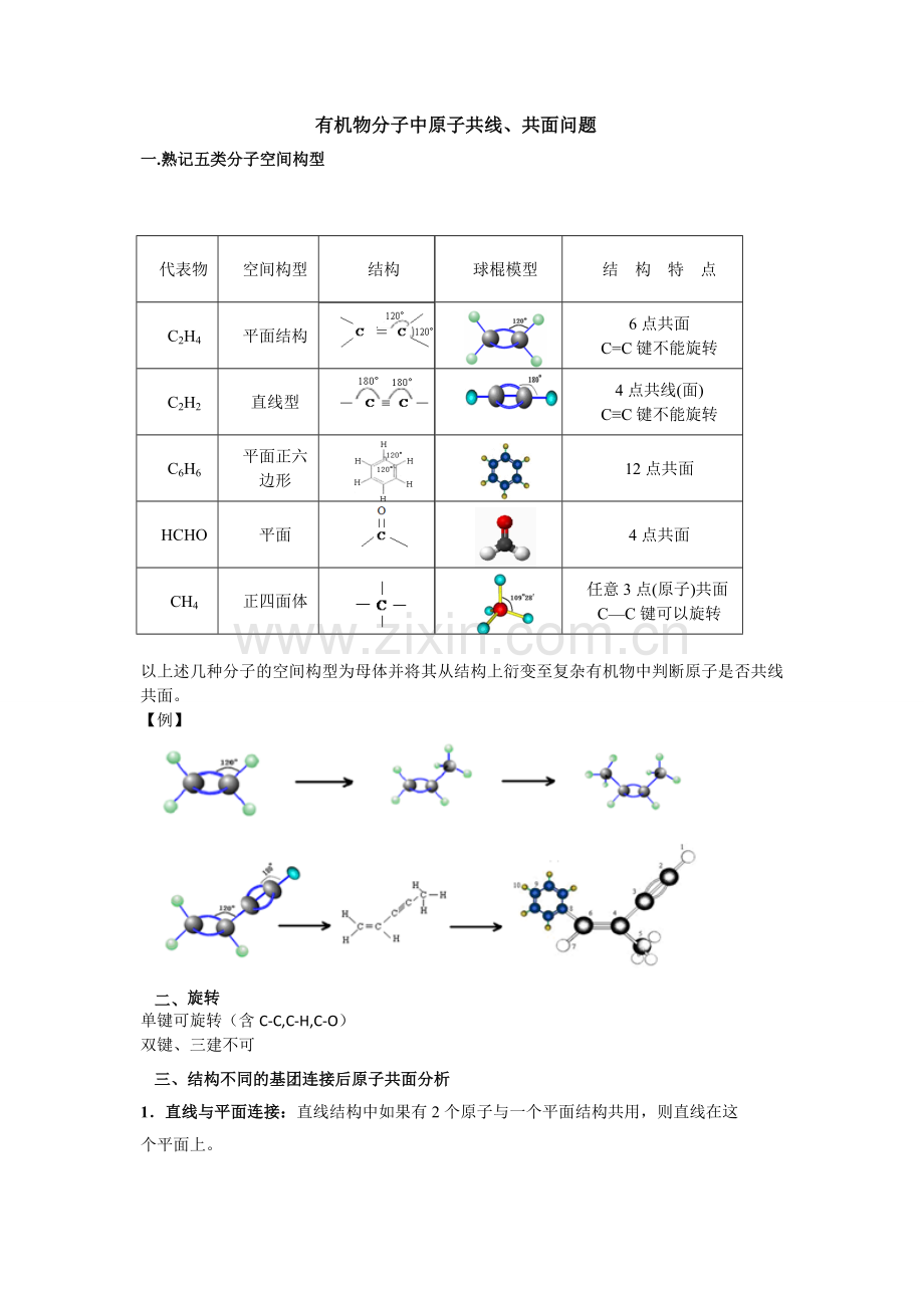 有机物分子中原子共线、共面问题(带答案).doc_第1页