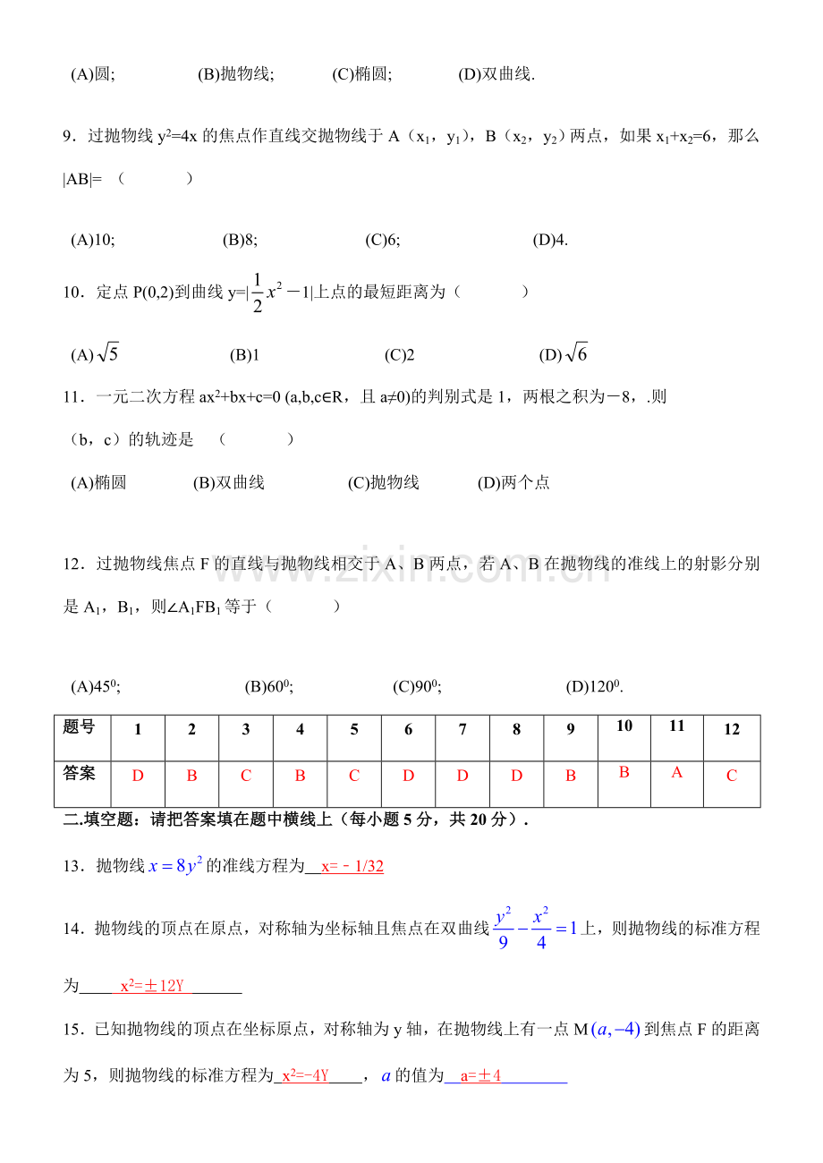 高三专题复习抛物线经典练习题.doc_第2页