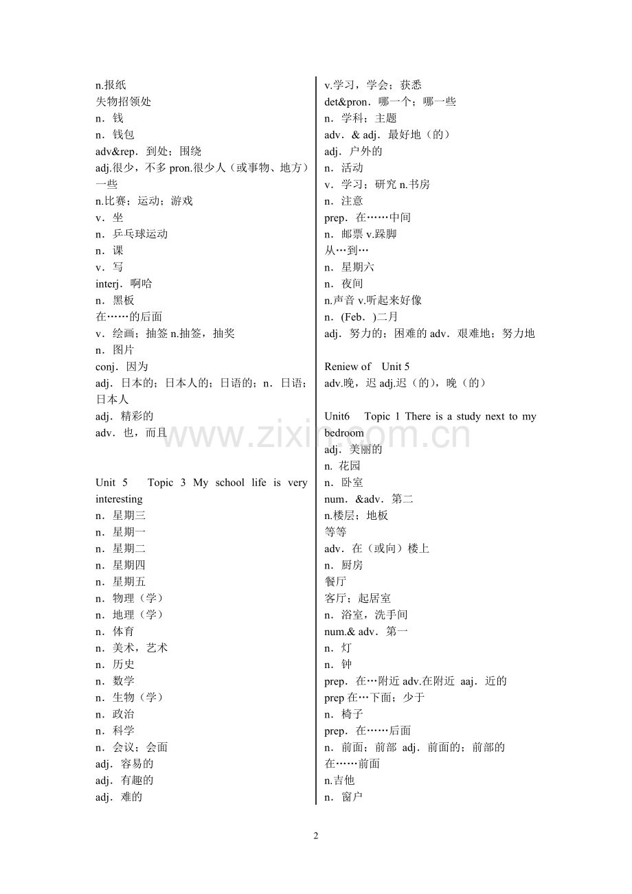 2017年春季仁爱英语七年级下册单词表(纯中文-默写版).doc_第2页