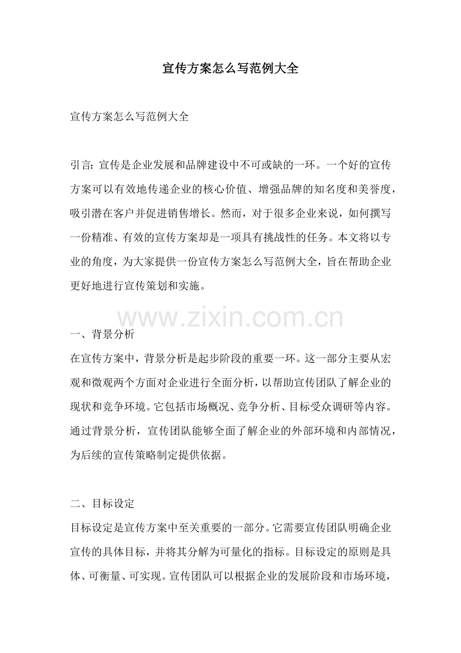 宣传方案怎么写范例大全.docx_第1页