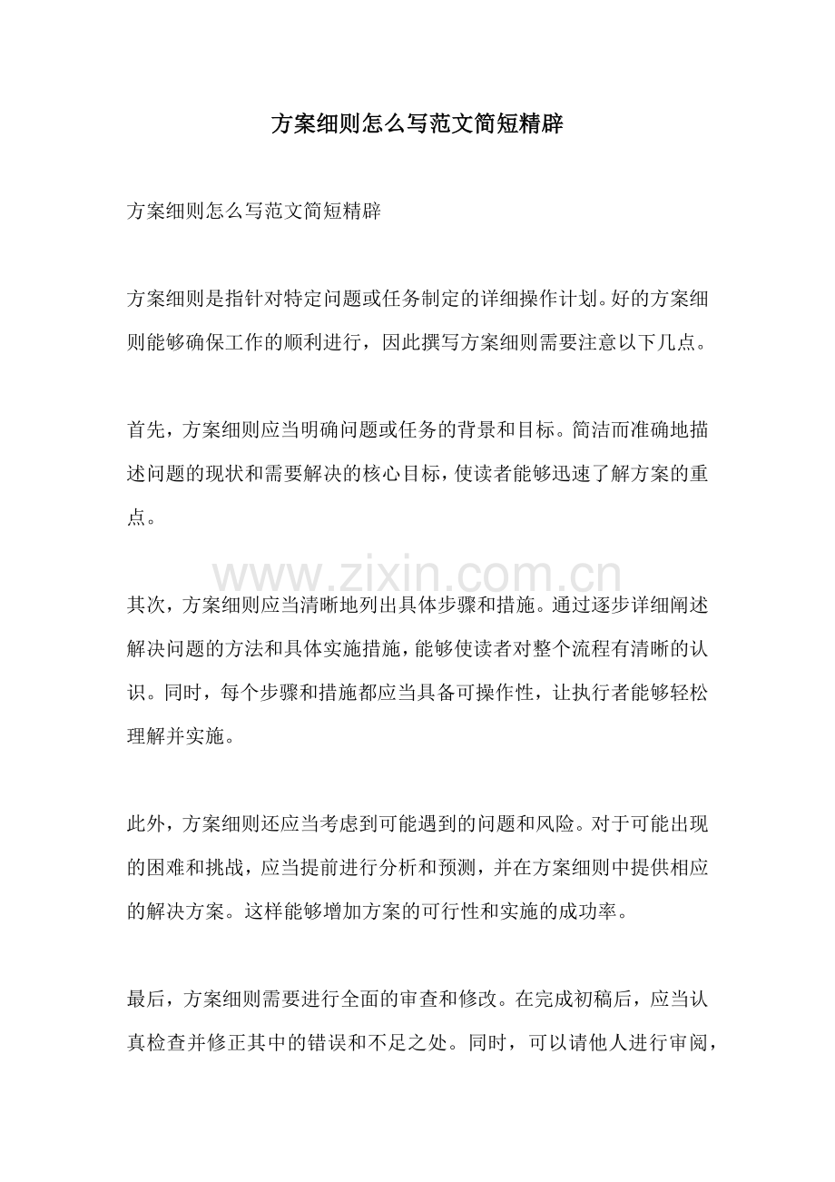 方案细则怎么写范文简短精辟.docx_第1页