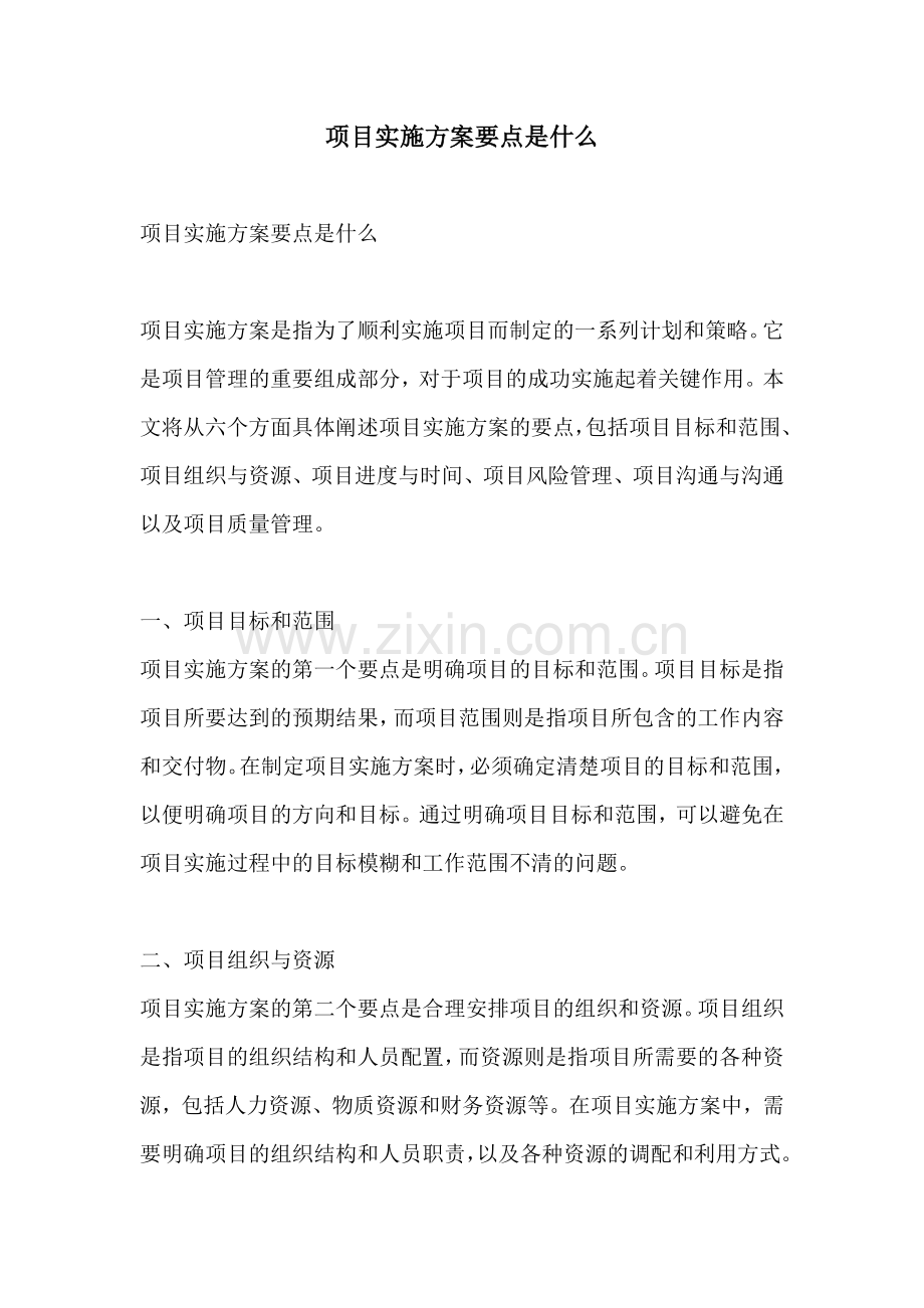 项目实施方案要点是什么.docx_第1页