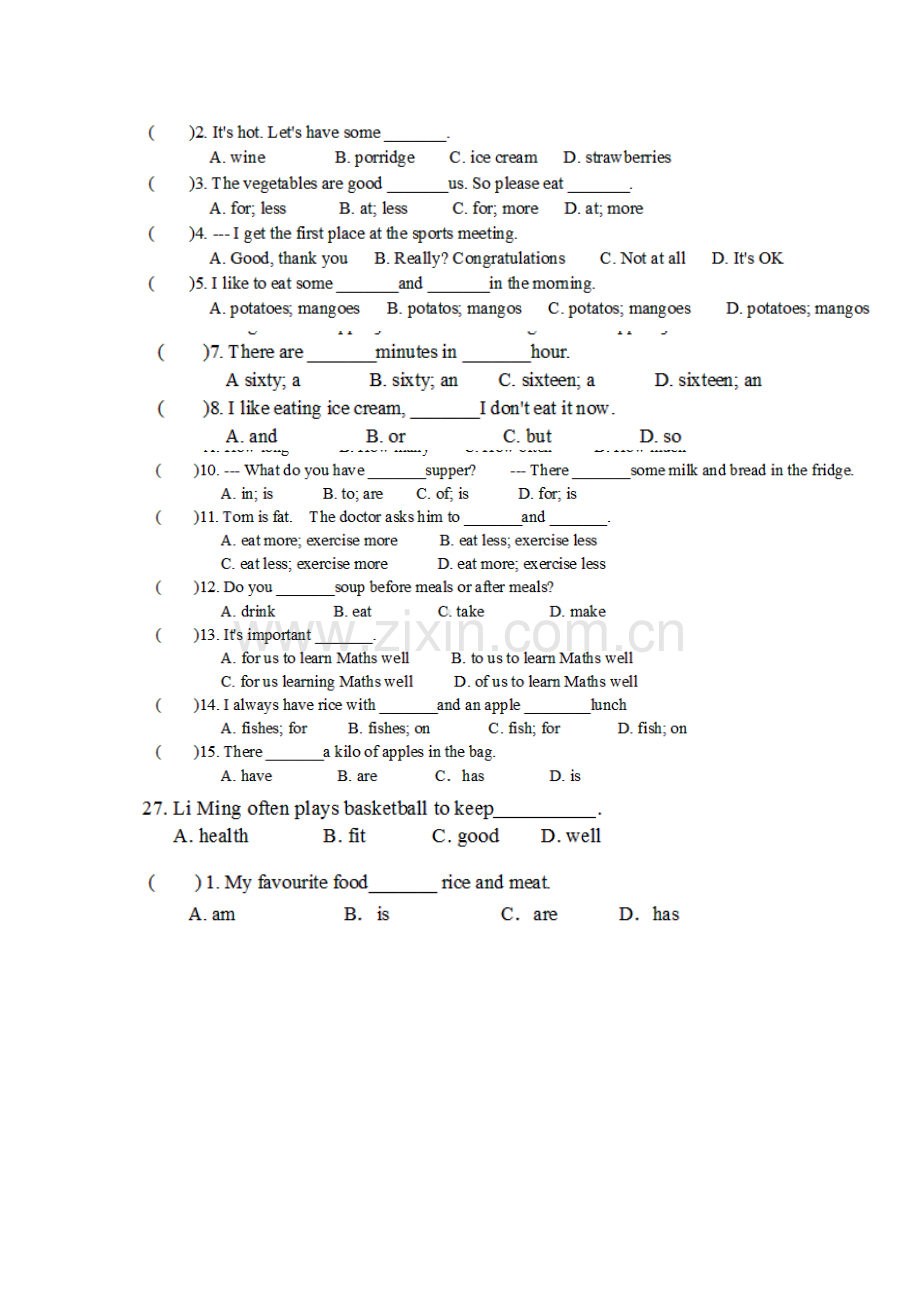 新编牛津英语7A-Unit6food-and-lifestyle单元练习.doc_第2页