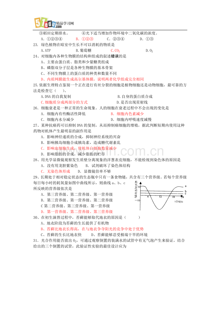 高三生物必修1-3综合练习.doc_第3页