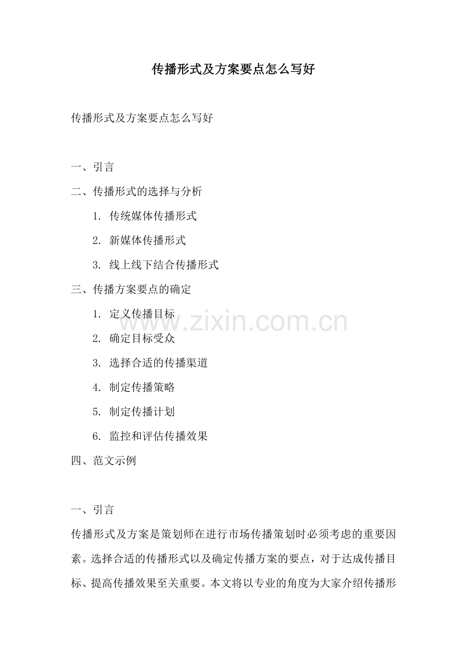 传播形式及方案要点怎么写好.docx_第1页