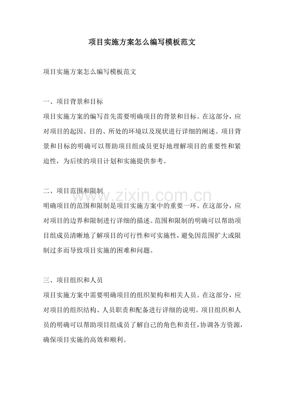 项目实施方案怎么编写模板范文.docx_第1页