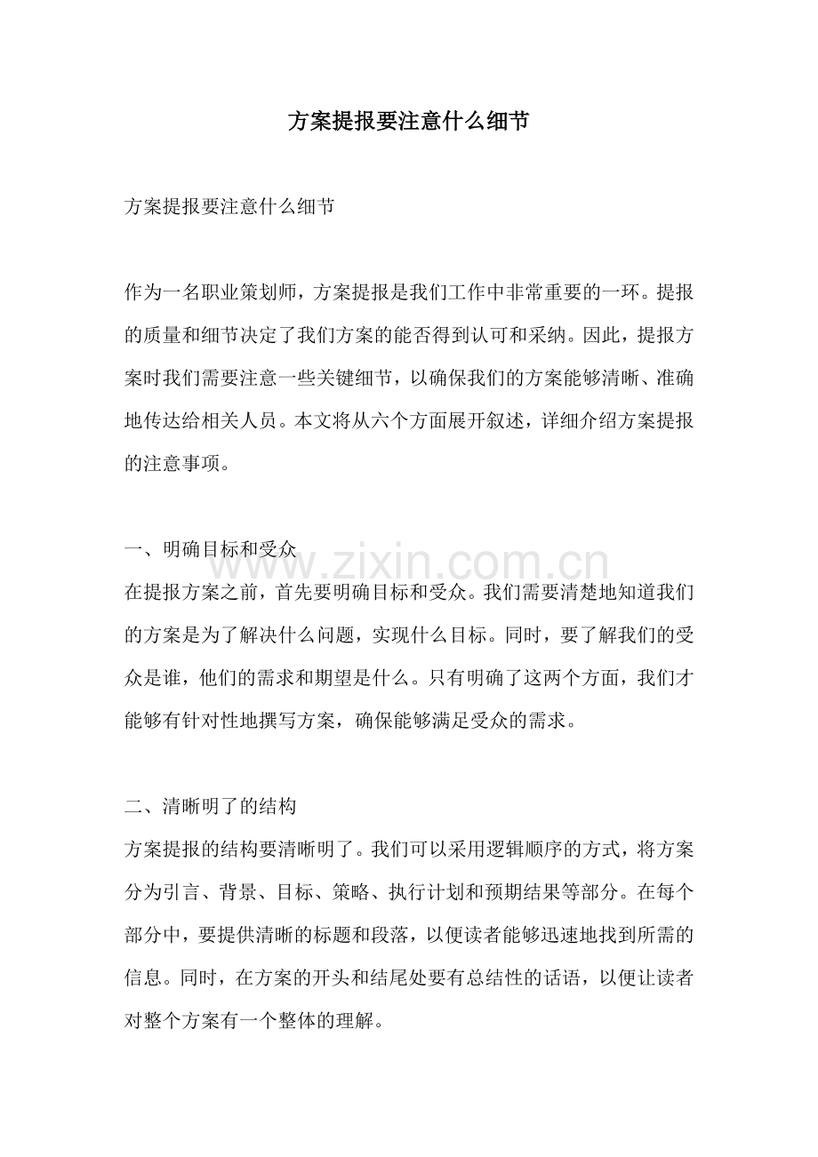 方案提报要注意什么细节.docx_第1页