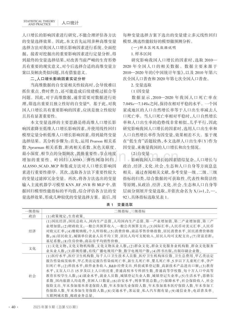 基于高维变量选择的中国人口增长影响因素研究.pdf_第2页