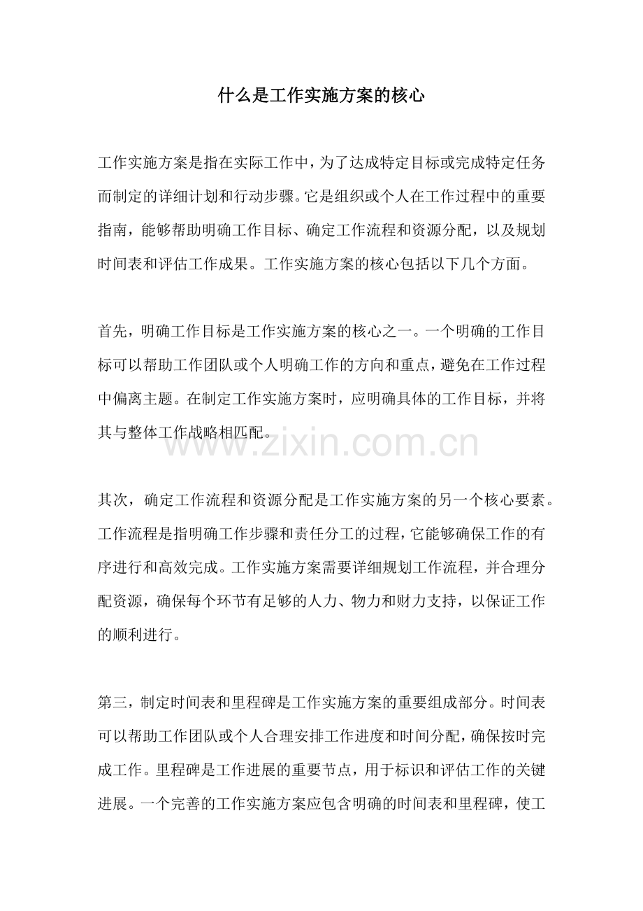 什么是工作实施方案的核心.docx_第1页