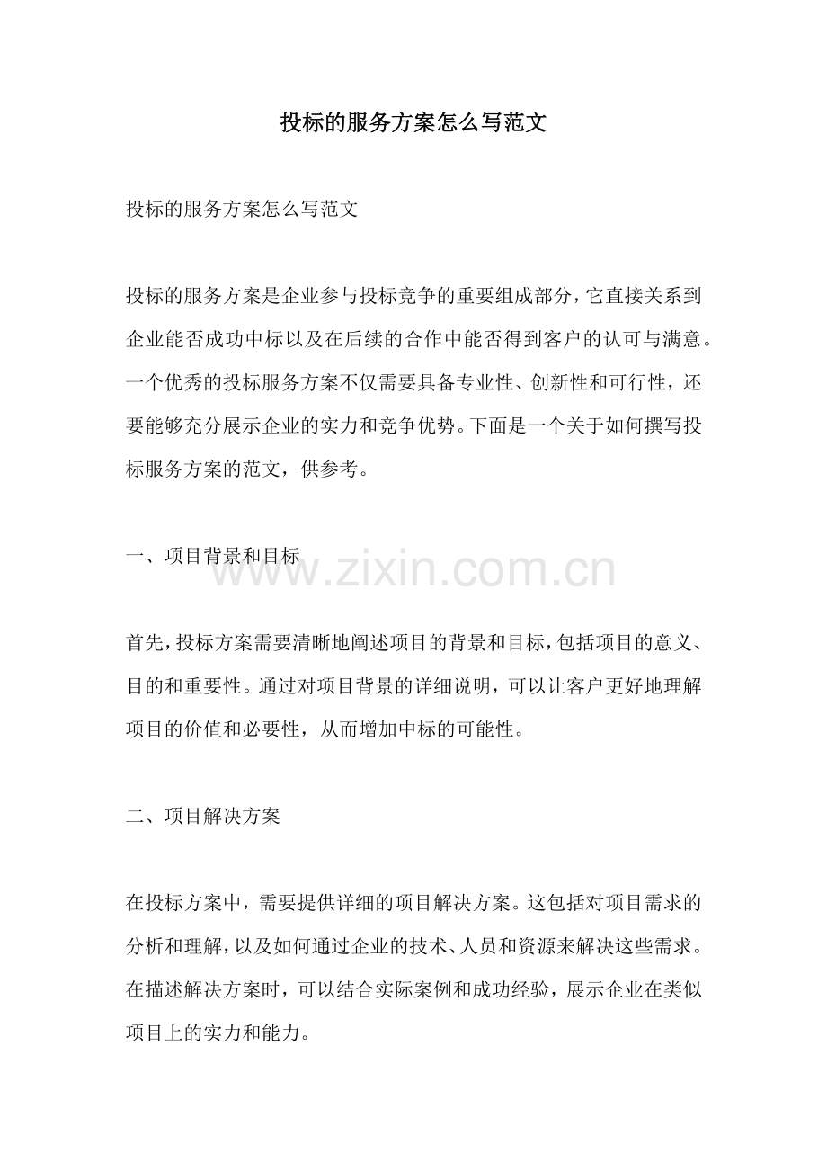 投标的服务方案怎么写范文.docx_第1页