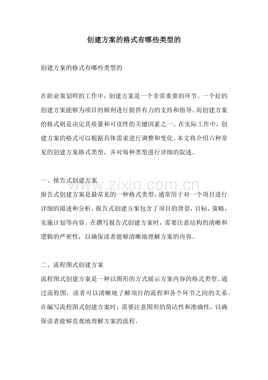 创建方案的格式有哪些类型的.docx_第1页