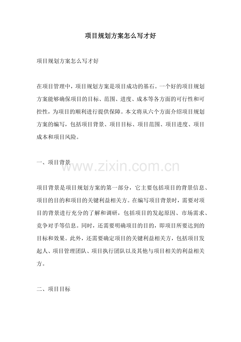 项目规划方案怎么写才好.docx_第1页