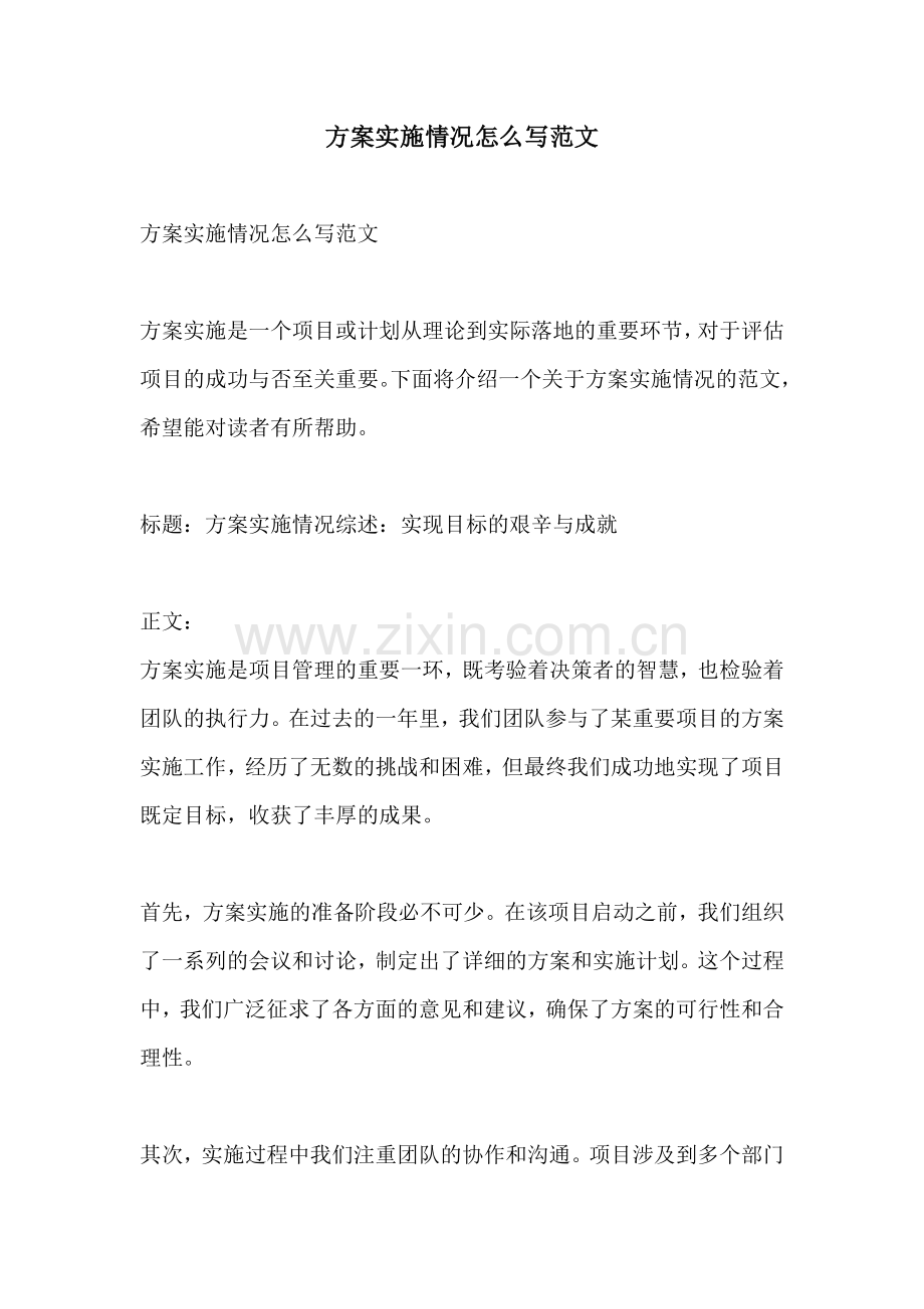 方案实施情况怎么写范文.docx_第1页