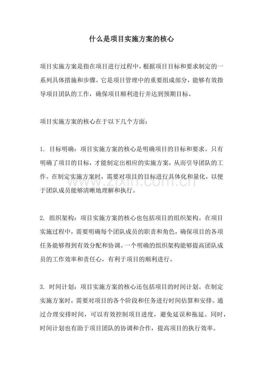 什么是项目实施方案的核心.docx_第1页