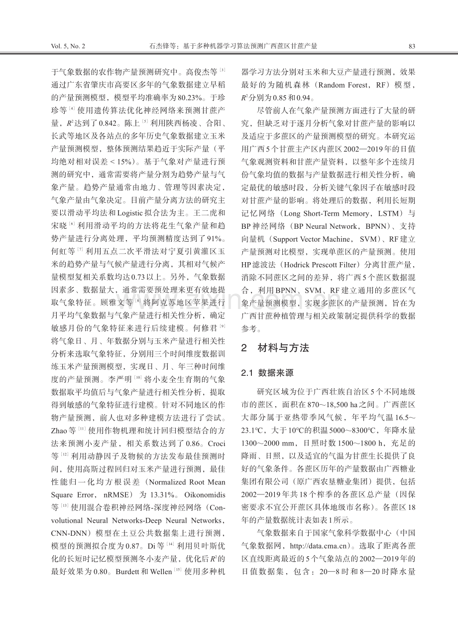 基于多种机器学习算法预测广西蔗区甘蔗产量.pdf_第2页