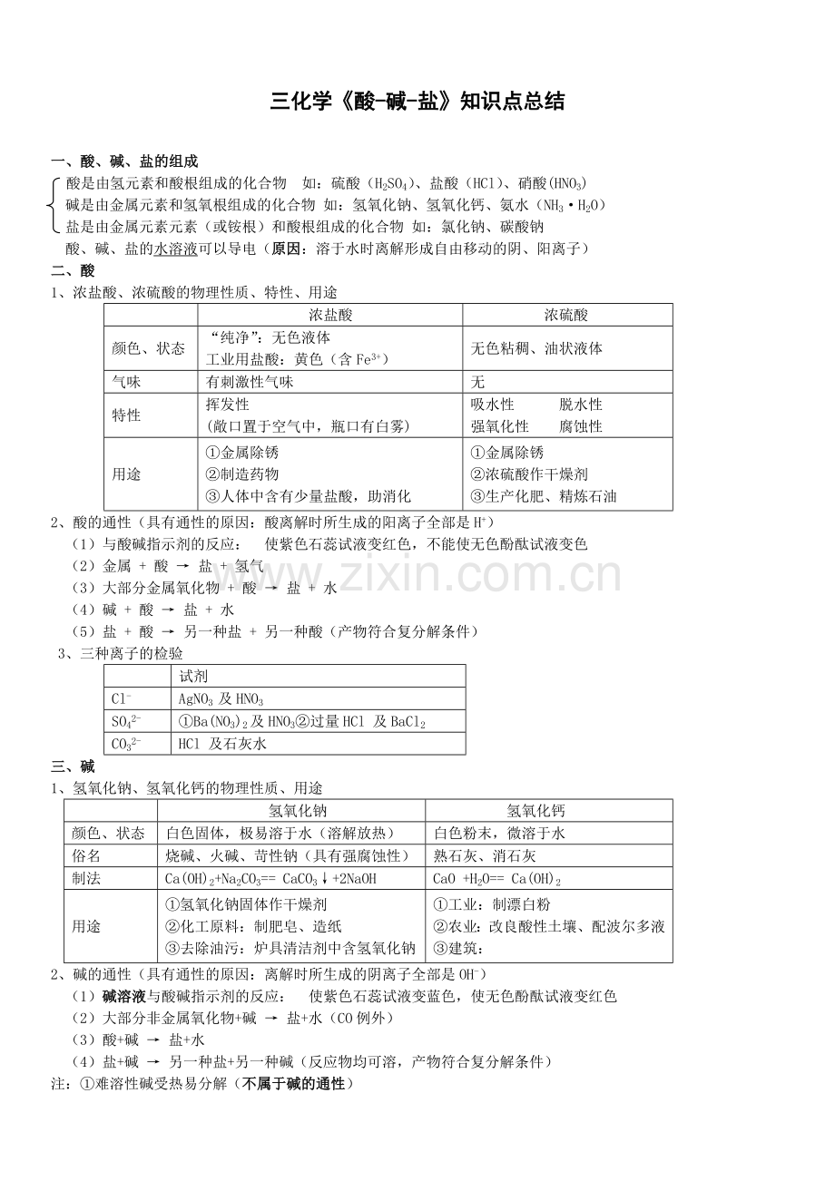 初三化学试题：酸碱盐综合测试试卷以及答案.doc_第1页