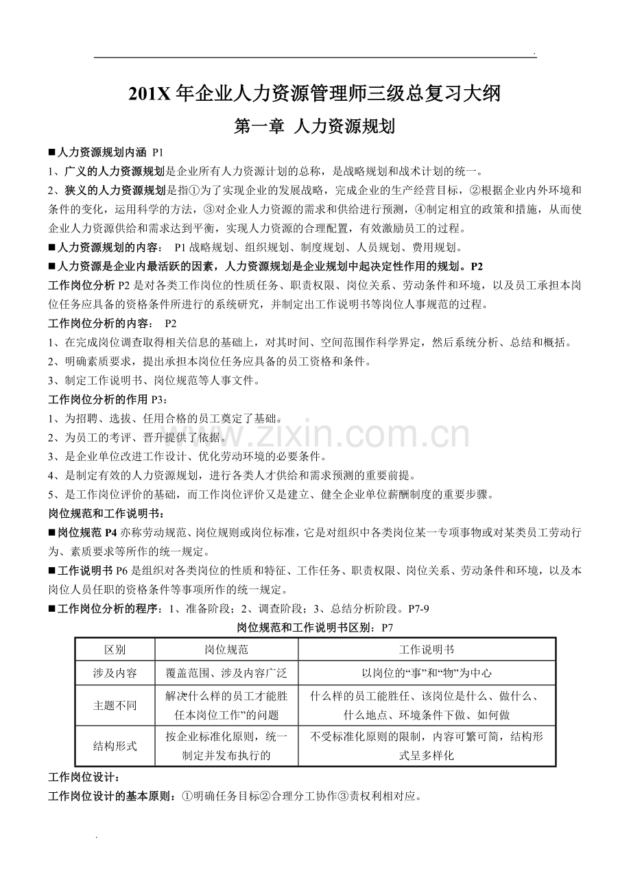 2019年人力资源三级技能知识复习资料.doc_第1页