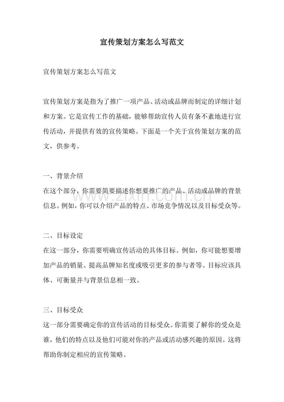 宣传策划方案怎么写范文.docx_第1页