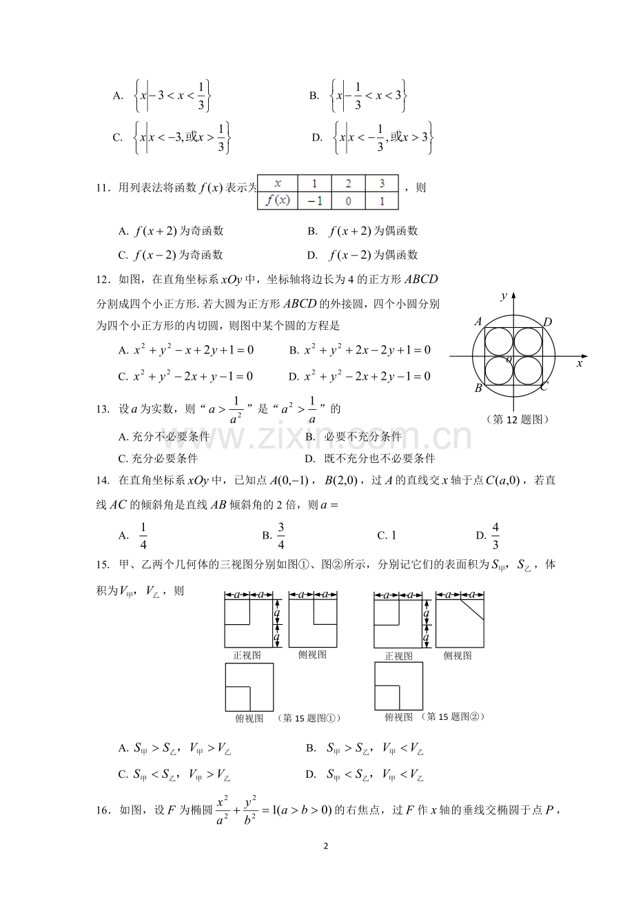 2018年4月浙江学考数学真题试卷及答案(wold版)新.doc_第2页