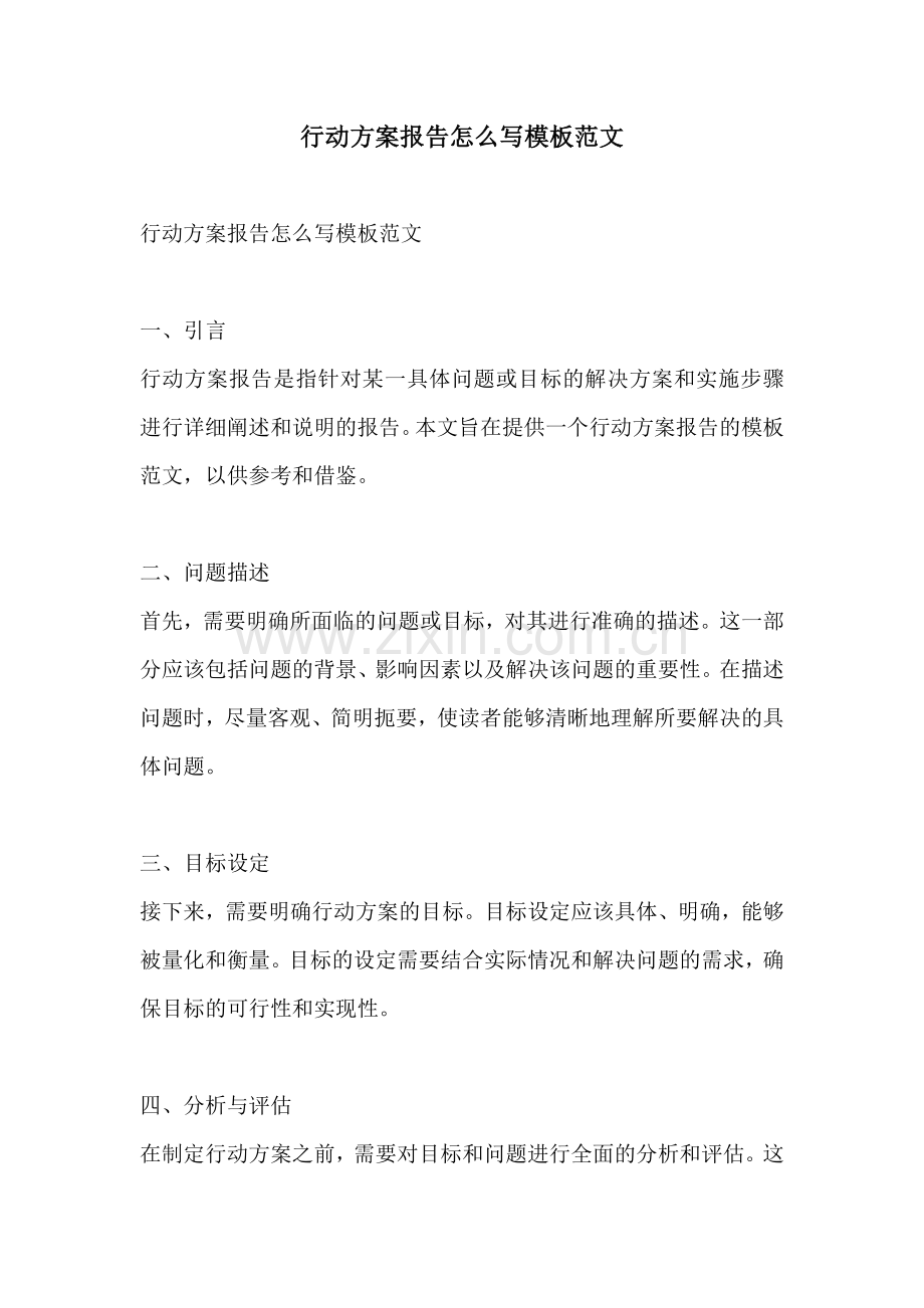 行动方案报告怎么写模板范文.docx_第1页