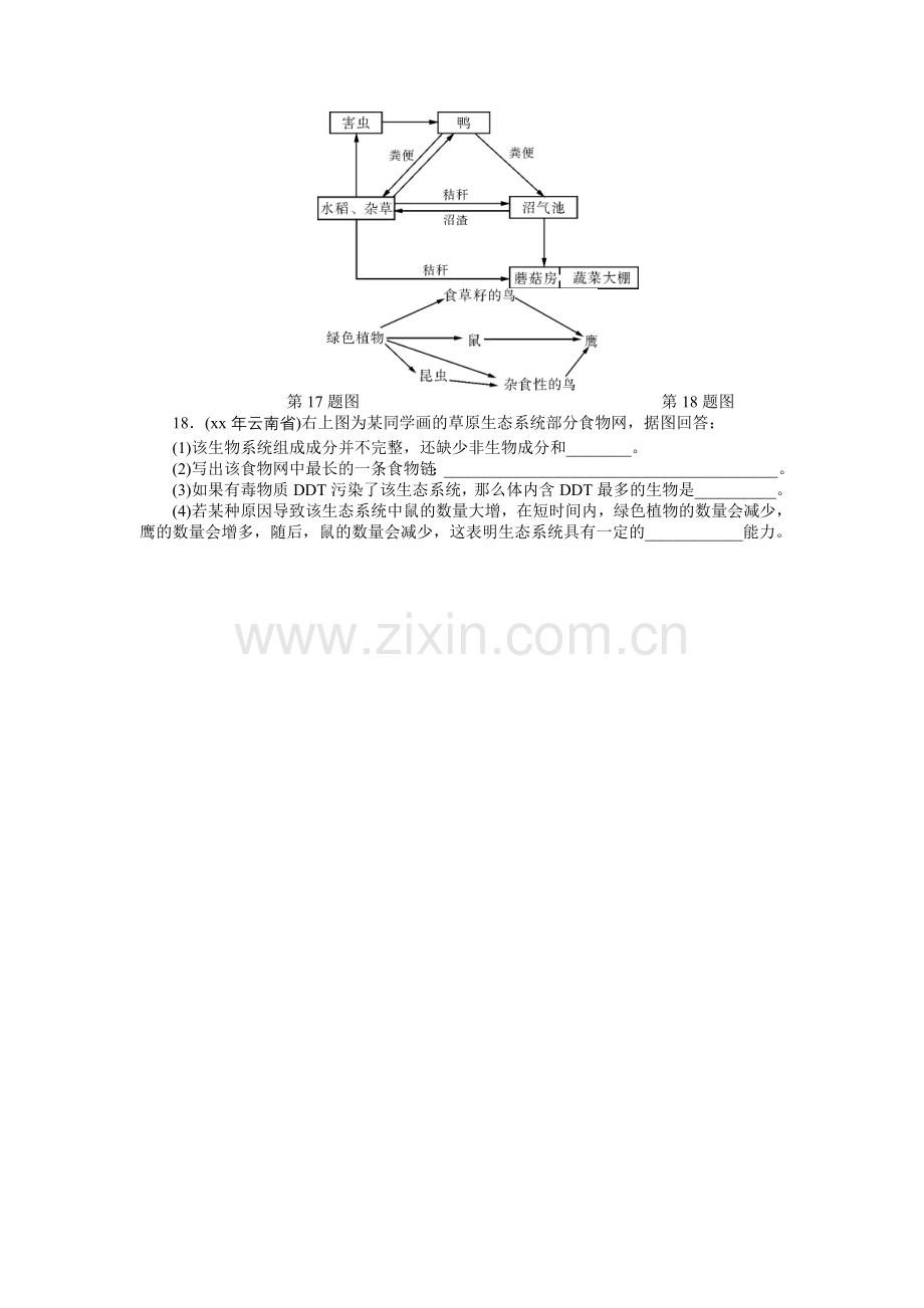 2019-2020年九年级生物复习配套课件第二部分-专题训练-高频考题-专题一-生物与生物圈.doc_第3页