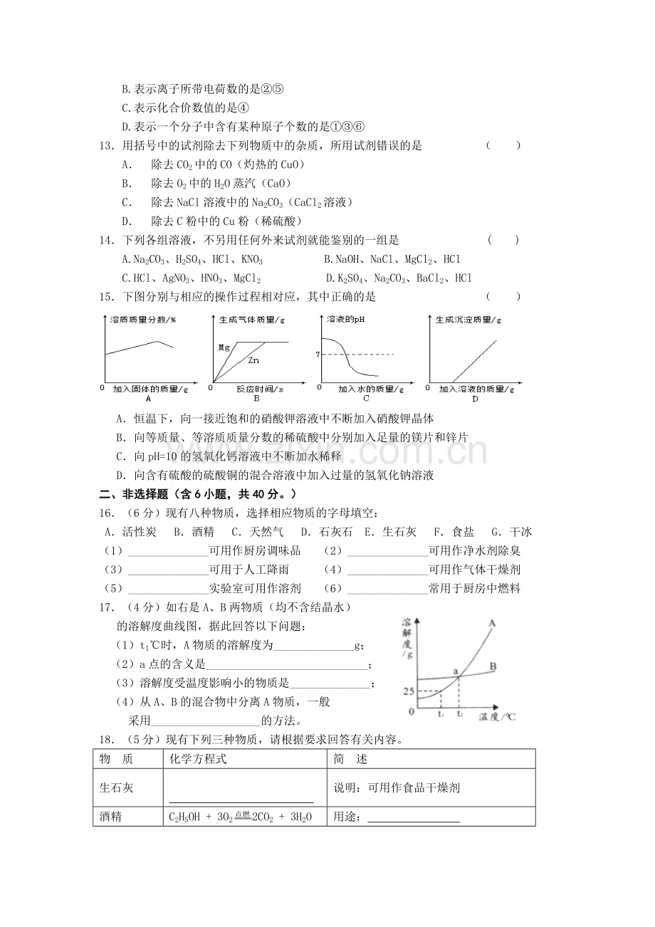 2019-2020年九年级调研检测化学试题.doc_第2页