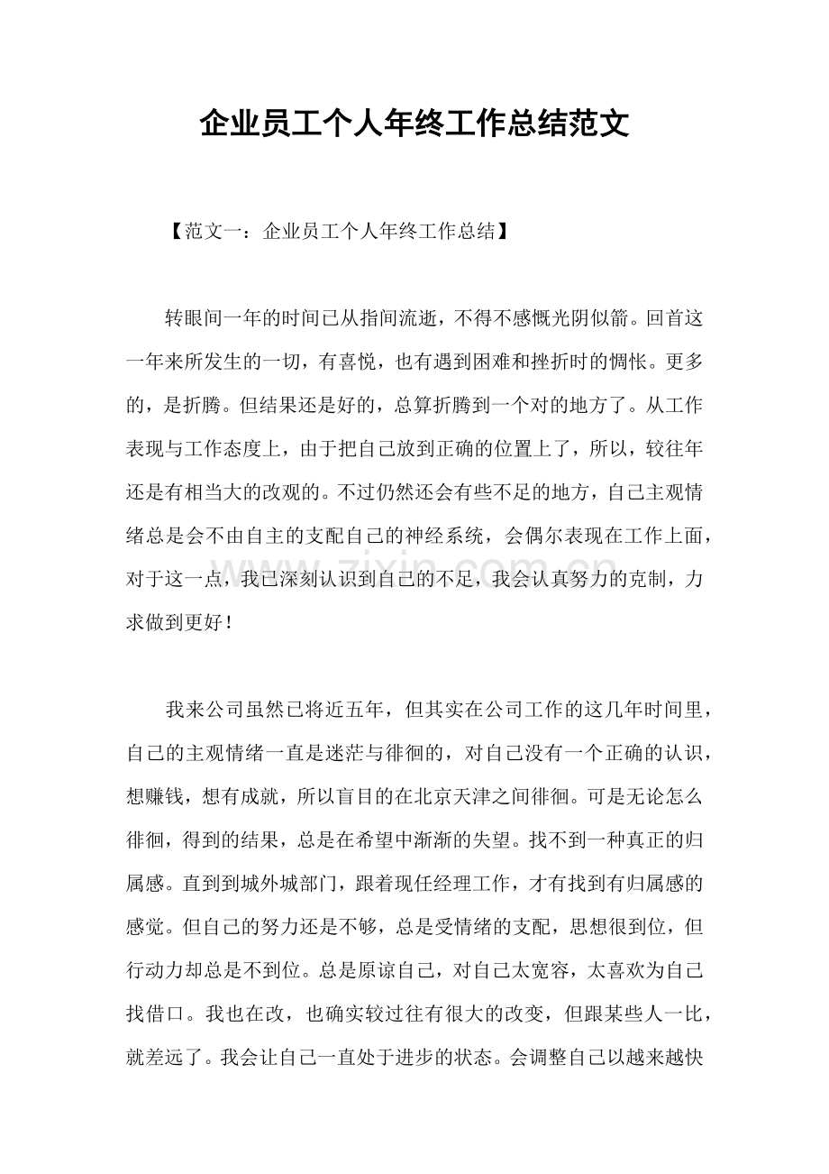 企业员工个人年终工作总结范文.doc_第1页