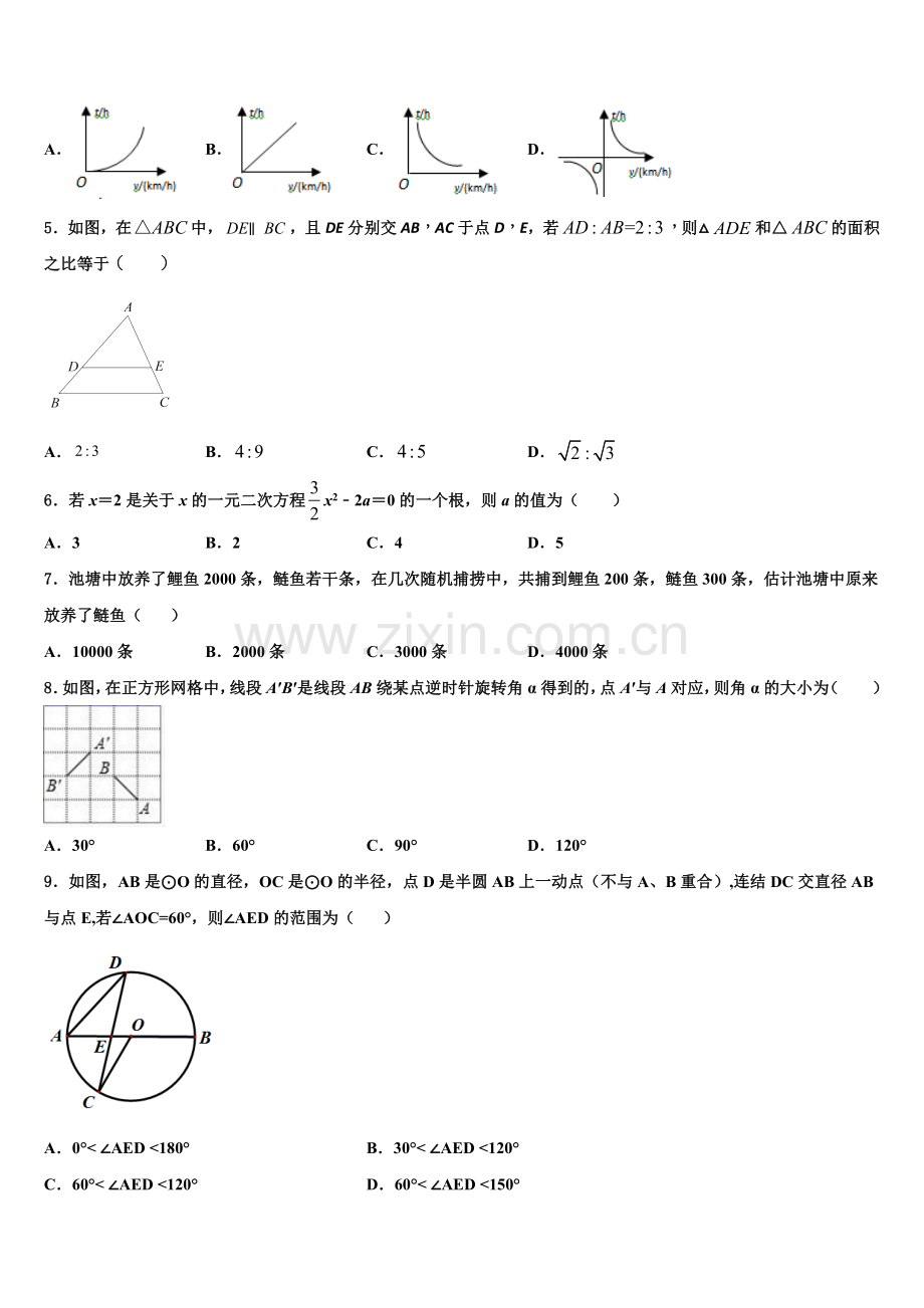 2023届四川省大邑县晋原初中数学九上期末复习检测模拟试题含解析.doc_第2页