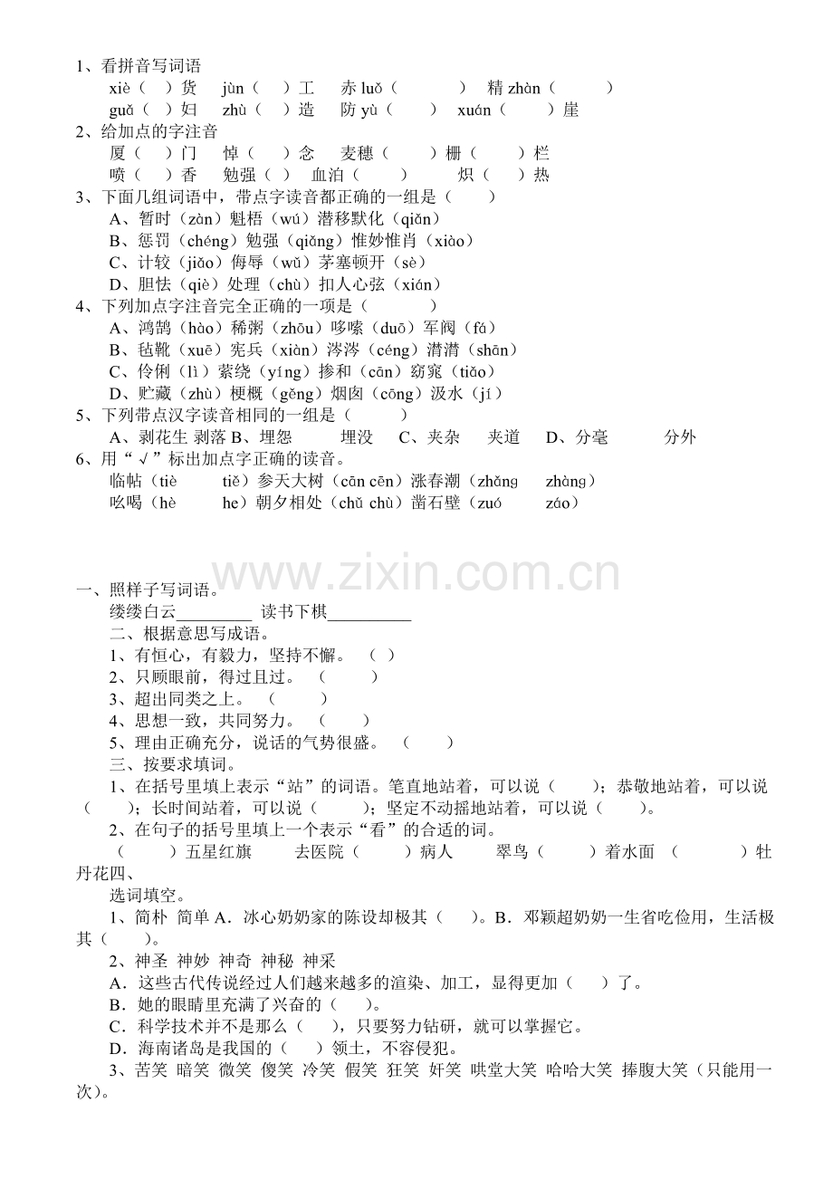 小升初语文专项训练(拼音)测试题.doc_第2页