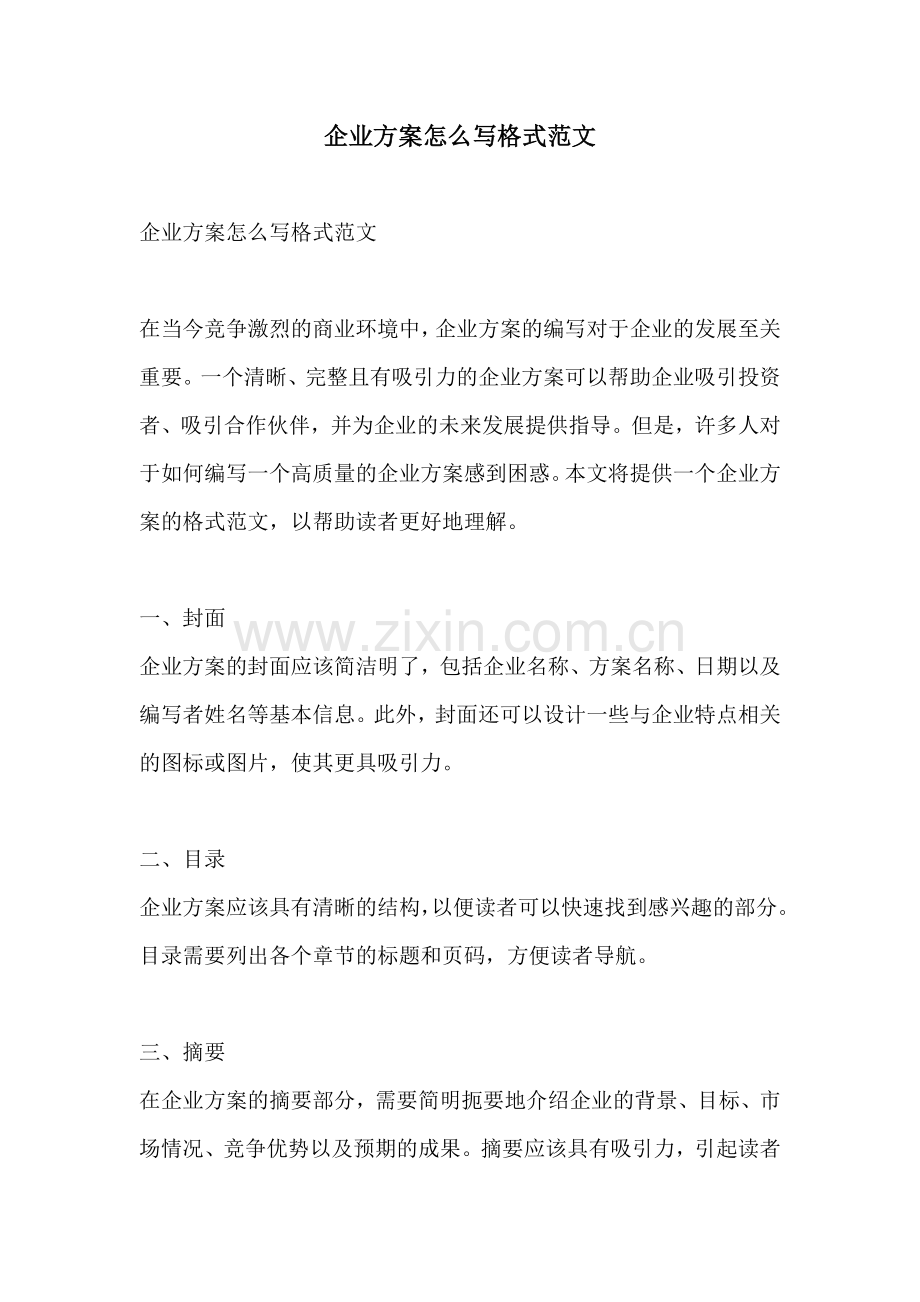 企业方案怎么写格式范文.docx_第1页