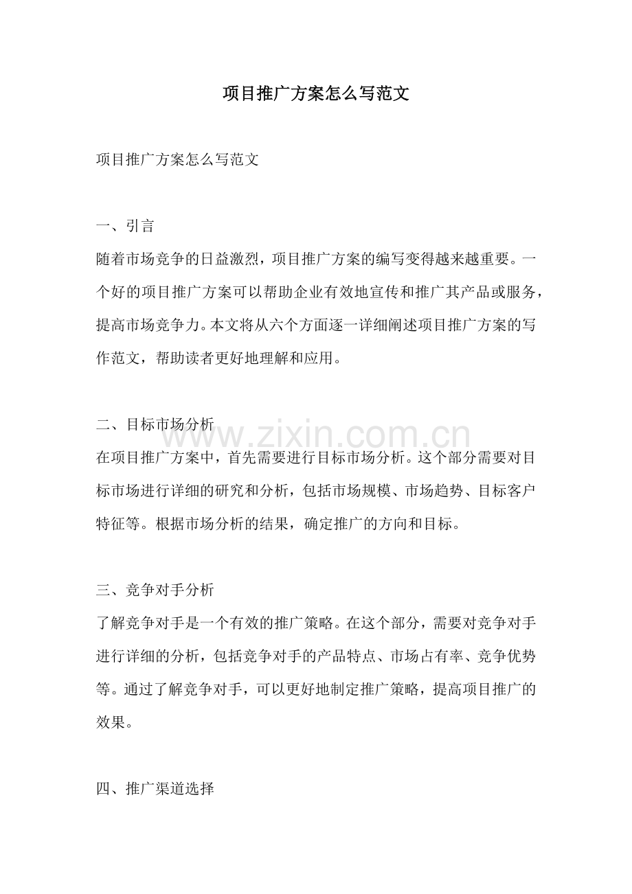 项目推广方案怎么写范文.docx_第1页