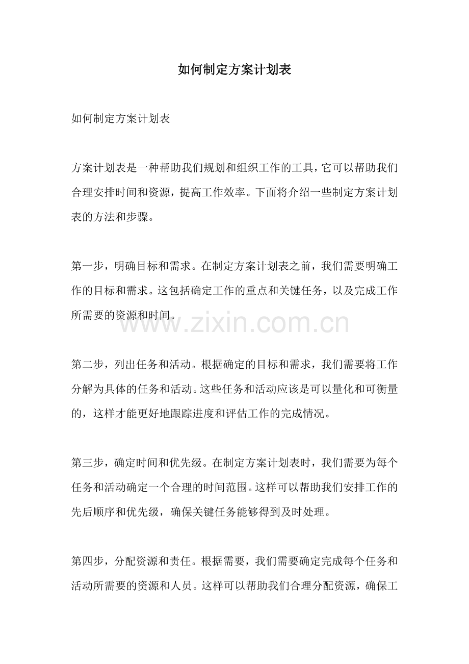 如何制定方案计划表.docx_第1页