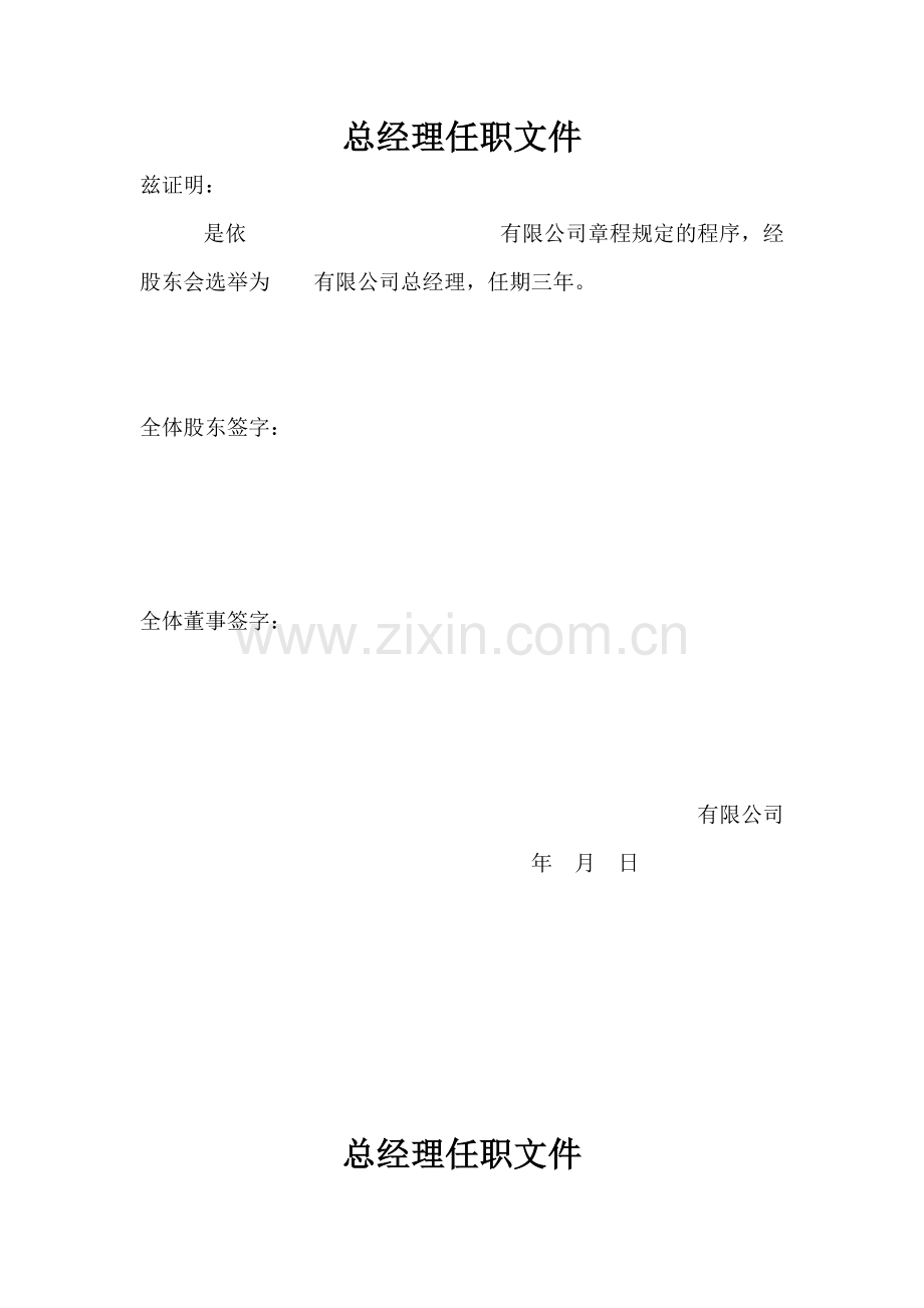 总经理任命书.doc_第1页