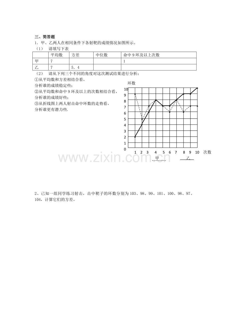 方差与标准差测试题及答案.doc_第2页