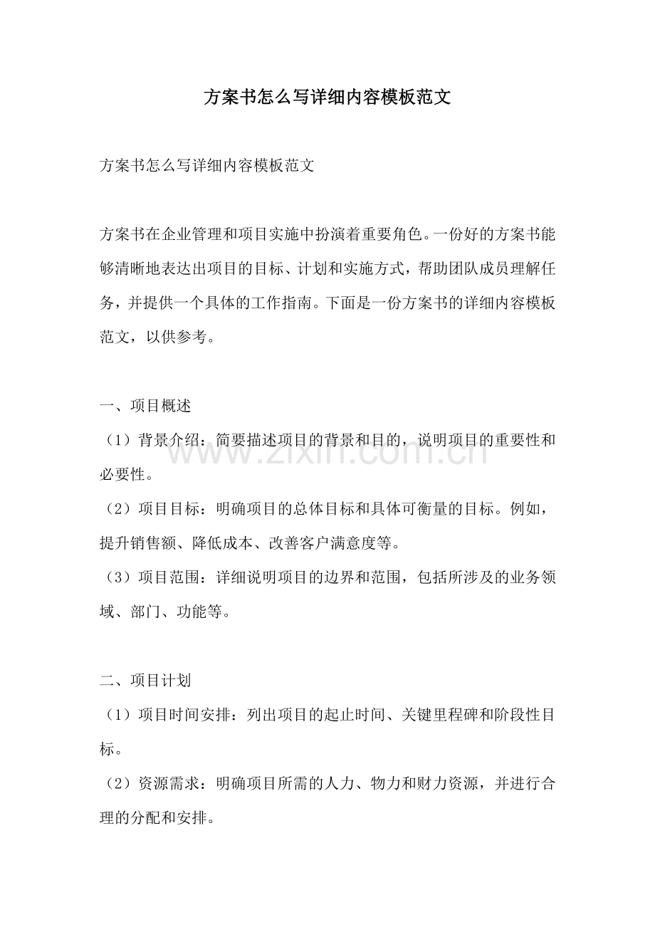 方案书怎么写详细内容模板范文.docx_第1页