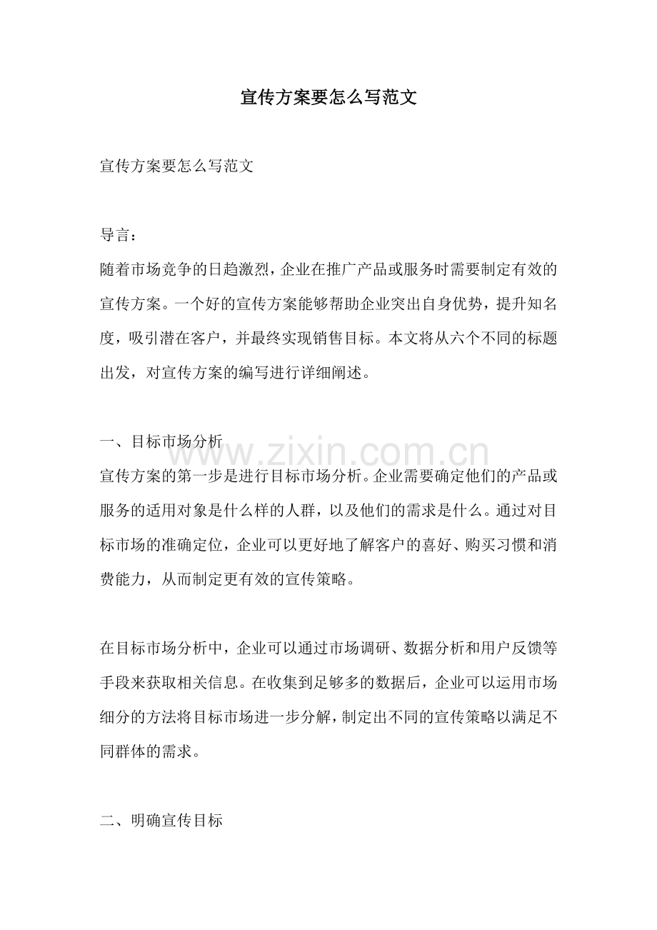 宣传方案要怎么写范文.docx_第1页