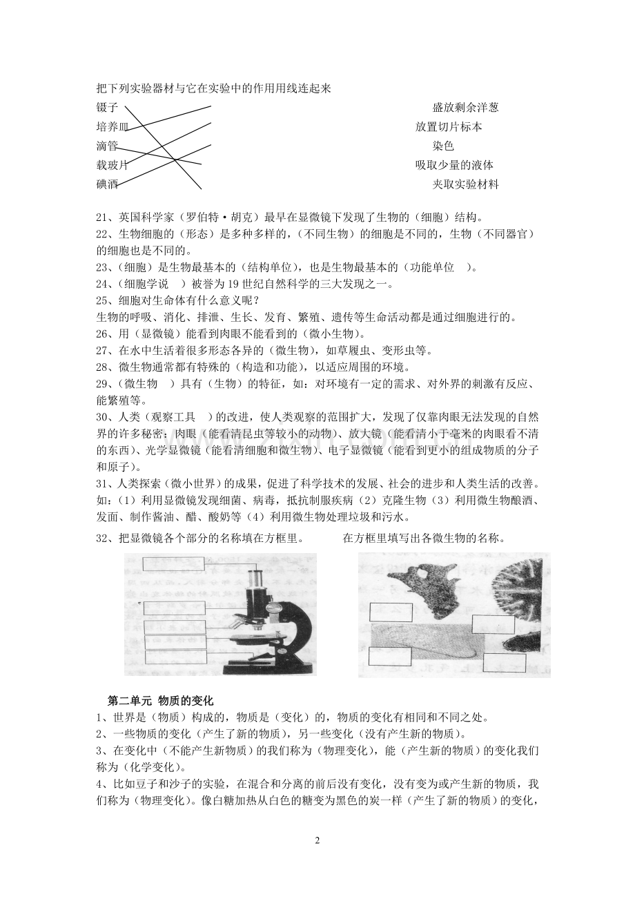 人教版六年级下册科学复习资料.doc_第2页