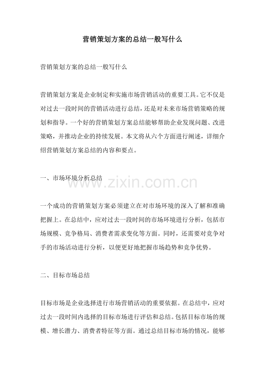 营销策划方案的总结一般写什么.docx_第1页