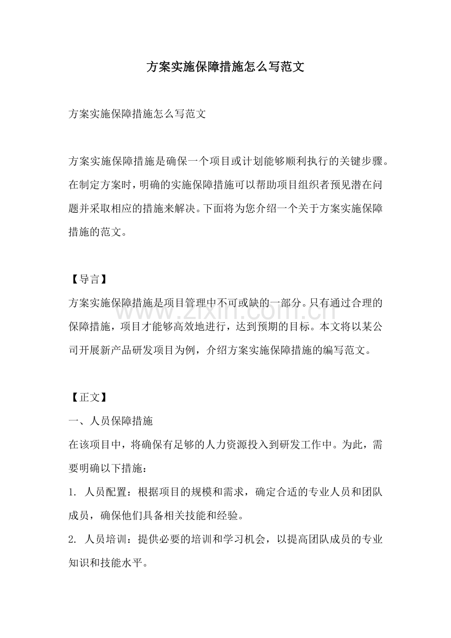 方案实施保障措施怎么写范文.docx_第1页